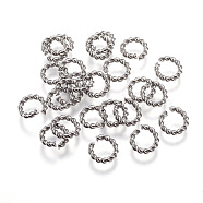 304 Stainless Steel Jump Rings, Open Jump Rings, Twisted, Stainless Steel Color, 7.5x1.5mm, Inner Diameter: 5mm(STAS-I102-08)