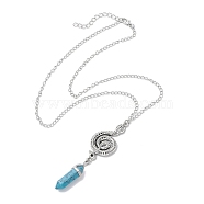 Synthetic Turquoise Pendant Necklaces, Brass Curb Chains, 22.40 inch(56.9cm)(NJEW-JN04694-02)