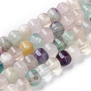 Natural Fluorite Beads Strands, Hexagon Drum, 11~12x8~8.5mm, Hole: 1.2mm, about 48pcs/strand, 15.35 inch(39cm)(G-I194-44)