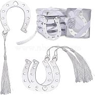 Stainless Steel Bookmarks, Polyester Tassel Bookmark, Horseshoe Pattern, 204mm(OFST-WH0002-12P-02)