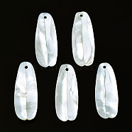 Natural White Shell Pendants, Petaline, 26~28x10~11x2~5mm, Hole: 1mm(SHEL-N026-160A)