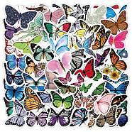 50Pcs PVC Cartoon Stickers, Self-adhesive Waterproof Decals, for Suitcase, Skateboard, Refrigerator, Helmet, Computer, Mobile Phone Shell, Butterfly, 50~80mm(PC-PW0001-06I)