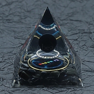 Resin Orgonite Pyramid, Obsidian Energy Generator, for Stress Reduce Healing Meditation Attract Wealth Lucky Room Decor, 60x60x60mm(PW-WG36540-01)