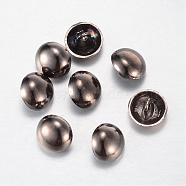 Alloy Shank Buttons, 1-Hole, Dome/Half Round, Gunmetal, 25x10mm, Hole: 1.5mm(BUTT-D054-25mm-06B)