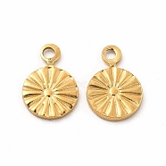 304 Stainless Steel Charms, Flat Round, Real 18K Gold Plated, 9.5x6.5x1mm, Hole: 1.2mm(STAS-C071-02B-G)