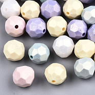 Spray Painted Acrylic Beads, Rubberized Style, Faceted, Round, Mixed Color, 13.5mm, Hole: 2mm, about 420pcs/500g(MACR-T037-05)