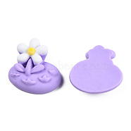 Opaque Resin Cabochons, Flower, Lilac, 22~23x22x8~9mm(CRES-N022-192)