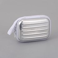 Tinplate Zipper Bag, Portable Coin Purse, for Business Card, Draw-bar box Shape, Silver, 70x100mm(X-CON-G005-A05)