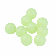 Luminous Acrylic Beads, Glow in the Dark, Round, Light Green, 14mm, Hole: 2.5mm(LACR-N001-001A-01)