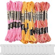 30 Skeins 3 Colors 6-Ply Polyester Embroidery Floss, Cross Stitch Threads, Segment Dyed, with 14Pcs Plastic Thread Winding Boards, Mixed Color, 0.5mm, about 8.75 Yards(8m)/skein, 10 skeins/color(OCOR-GF0003-43B)