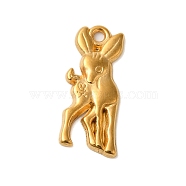 Ion Plating(IP) 304 Stainless Steel Pendants, Sika Deer Charms, Real 18K Gold Plated, 20x8x2mm, Hole: 1.4mm(STAS-N103-17G)