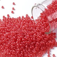 TOHO Round Seed Beads, Japanese Seed Beads, Frosted, (906F) Ceylon Frosted Grapefruit, 11/0, 2.2mm, Hole: 0.8mm, about 1110pcs/bottle, 10g/bottle(SEED-JPTR11-0906F)