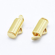 Brass Slide On End Clasp Tubes, Slider End Caps, Real 18K Gold Plated, Cadmium Free & Nickel Free & Lead Free, 11.5x5.5x4mm, Hole: 1mm, Inner Diameter: 2mm(KK-P130-115G-NR)