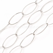 304 Stainless Steel Paperclip Chains, Drawn Elongated Cable Chains, Soldered, with Spool, Stainless Steel Color, 20x10x1mm, about 16.4 Feet(5m)/roll(CHS-O008-01P)