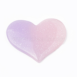 Resin Cabochons, with Glitter Powder, Imitation Jelly Style, Two Tone, Heart, Pink, 30.5x36x3mm(CRES-N016-32C)