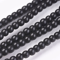 1 Strand Dyed Black Round Synthetic Turquoise Beads Strands, 4mm, Hole: 1mm, about 110pcs/strand, 15.6 inch(X-TURQ-G106-4mm-02C)