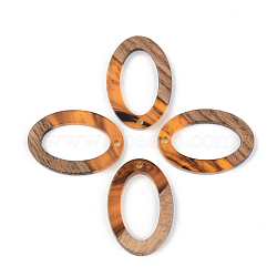 Resin & Walnut Wood Pendants, Oval, Orange, 29x19.5x3mm, Hole: 1.8mm(RESI-S389-022A-A01)
