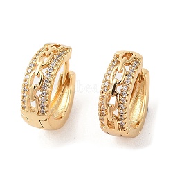 Rack Plating Brass Micro Pave Clear Cubic Zirconia Hoop Earrings for Women, Cadmium Free & Lead Free, Long-Lasting Plated, Chain-Shaped, Real 18K Gold Plated, 17x6mm(EJEW-G394-04A-G)