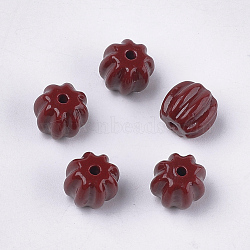 Synthetic Coral Corrugated Beads, Dyed, Rondelle, Brown, 9.5x10~10.5x10~10.5mm, Hole: 1.6~1.8mm(CORA-S027-18A)