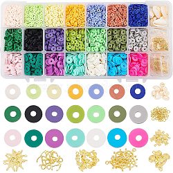 DIY Jewelry Kits, with Handmade Polymer Clay Bead Strands, Alloy Pendants and Cowrie Shell Beads, Mixed Color, 218x11x30mm(DIY-GA0001-21)