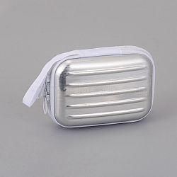 Tinplate Zipper Bag, Portable Coin Purse, for Business Card, Draw-bar box Shape, Silver, 70x100mm(X-CON-G005-A05)