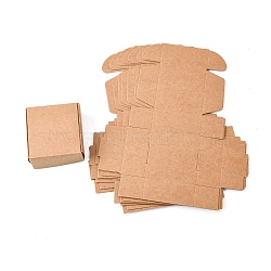Kraft Paper Gift Box, Shipping Boxes, Folding Boxes, Square, BurlyWood, 5.5x5.5x2.5cm(CON-K003-02C-01)
