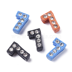 Alloy Rhinestone Slide Charms, Spray Painted, for Personalized Jewelry Bracelet, Mixed Color, Num.7, 11x7x4.5mm, Hole: 8x1.5mm(PALLOY-WH0070-23G)