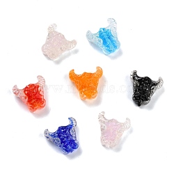 Handmade Lampwork Beads, Cartoon Style, Cattle Head, Mixed Color, 18~20x19.5~20x7~9mm, Hole: 2mm(LAMP-I024-28)