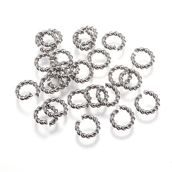 304 Stainless Steel Jump Rings, Open Jump Rings, Twisted, Stainless Steel Color, 7.5x1.5mm, Inner Diameter: 5mm