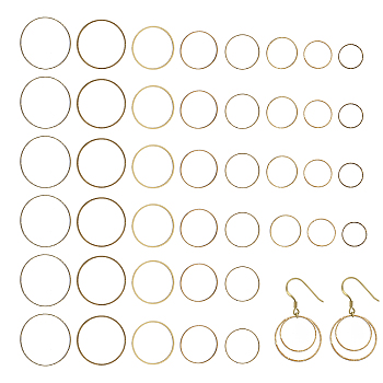 240Pcs 8 Style Brass Linking Rings, Round Ring, Antique Bronze, 14~30x0.65~1mm, 30pcs/style