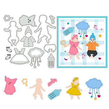 Baby Theme Carbon Steel Cutting Dies Stencils, Decorative Embossing Paper Card Making Template for DIY Scrapbooking, Art Craft, Clothes, 122x119x0.8mm