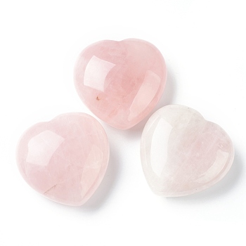 Natural Rose Quartz Heart Love Stone, Pocket Palm Stone for Reiki Balancing, 44.5~45x45~46x20.5~21mm