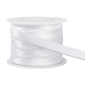 12.5M Satin Piping Trim, Cotton for Cheongsam, Clothing Decoration, with 1Pc Plastic Spools, White, 3/8 inch(10mm)