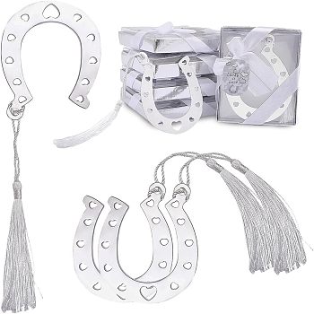 Stainless Steel Bookmarks, Polyester Tassel Bookmark, Horseshoe Pattern, 204mm