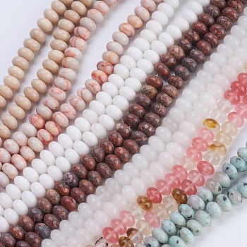 Natural & Synthetic Mixed Stone Beads Strands, Rondelle, 8x5~5.5mm, Hole: 0.8mm, about 70~74pcs/strand, 14.8  inch~15.3 inch(37.5~39cm)