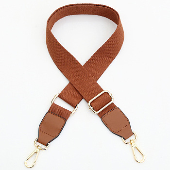Solid Color Cotton Adjustable Wide Shoulder Strap, with Swivel Clasps, for Bag Replacement Accessories, Light Gold, Saddle Brown, 88~145.5x3.7cm