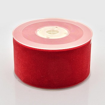 Polyester Velvet Ribbon for Gift Packing and Festival Decoration, Red, 2 inch(50mm), about 20yards/roll(18.29m/roll)