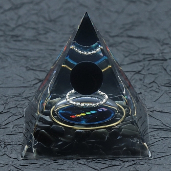 Resin Orgonite Pyramid, Obsidian Energy Generator, for Stress Reduce Healing Meditation Attract Wealth Lucky Room Decor, 60x60x60mm