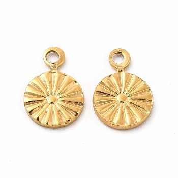 304 Stainless Steel Charms, Flat Round, Real 18K Gold Plated, 9.5x6.5x1mm, Hole: 1.2mm
