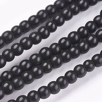 1 Strand Dyed Black Round Synthetic Turquoise Beads Strands, 4mm, Hole: 1mm, about 110pcs/strand, 15.6 inch