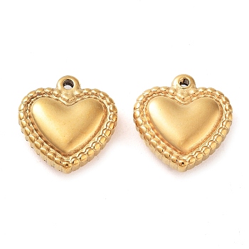 304 Stainless Steel Charms, Heart Charm, Real 14K Gold Plated, 10x10x3.5mm, Hole: 1mm