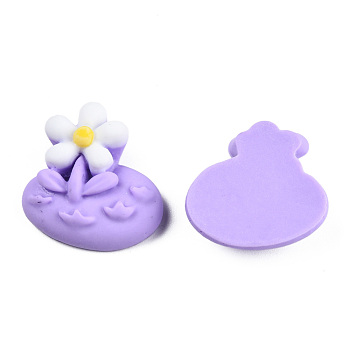 Opaque Resin Cabochons, Flower, Lilac, 22~23x22x8~9mm