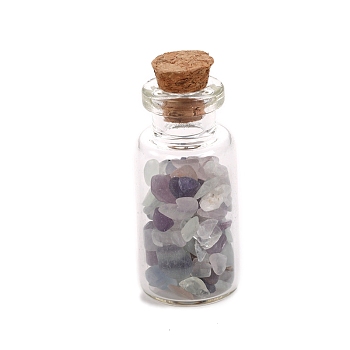 Natural Fluorite Display Decorations, with Glass Bottle, Home Decoration, 16x38mm