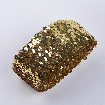 Plastic Paillette Elastic Beads, Sequins Beads, Ornament Accessories, Flat Round, Gold, 45x2mm