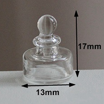 Miniature Glass Bottle, for Dollhouse Accessories Pretending Prop Decorations, Clear, Round Pattern, 13.5x17~19.5mm