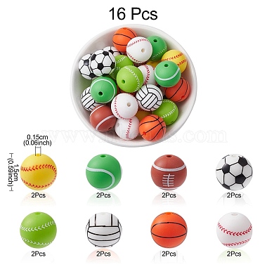 Ball Style Food Grade Eco-Friendly Silicone Focal Beads(SIL-YW0001-10)-3
