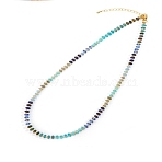 Colorful Natural Lapis Lazuli & Sodalite & Apatite & Dyed Howlite Rondelle Beaded Necklaces for Summer Beach Style, Golden, 16.54 inch(42cm)(CL7611-5)