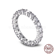 Rhodium Plated 925 Sterling Silver Micro Pave Cubic Zirconia Finger Ring for Women, Real Platinum Plated, Clear, 3mm, US Size 7(17.3mm)(RJEW-F150-01B-01P)