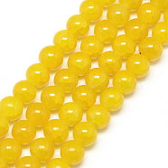Baking Painted Crackle Glass Bead Strands, Round, Gold, 8mm, Hole: 1.3~1.6mm, about 100pcs/strand, 31.4 inch(DGLA-Q023-8mm-YS28)