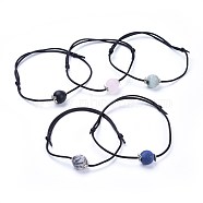 Nylon Cord Bracelets, with Natural Mixed Gemstone and Alloy Findings, Black, 11 inch(28cm), 1mm(BJEW-JB04261-M)